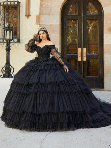 Quinceanera-Kleid mit gestuften Puffärmeln von House of Wu 26068