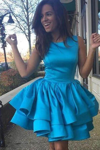 Gelbes Homecoming-Kleid mit Stufenrock, kurzes Ballkleid aus Satin, PD372