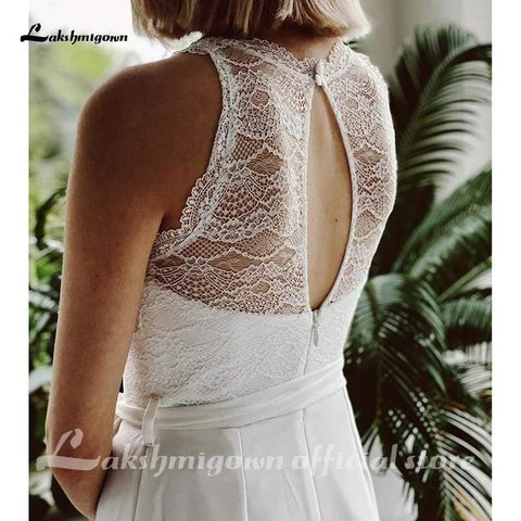 NumberSea Top Spitze Jumpsuit Brautkleider Einfache Strand