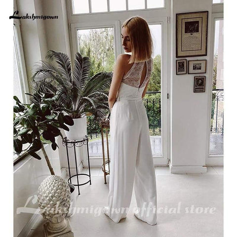 NumberSea Top Spitze Jumpsuit Brautkleider Einfache Strand