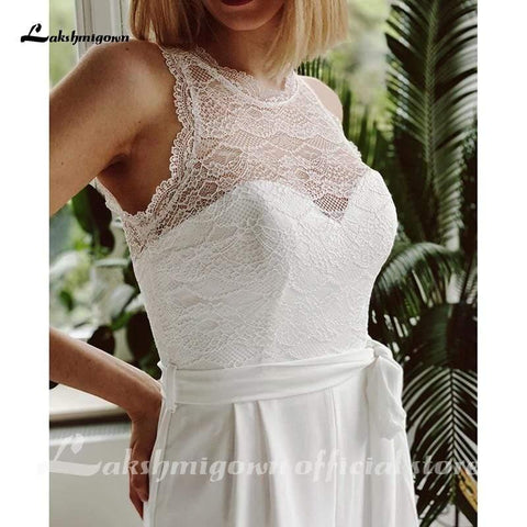 NumberSea Top Spitze Jumpsuit Brautkleider Einfache Strand