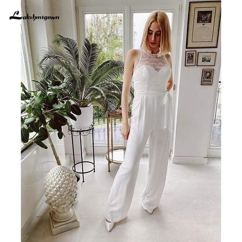 NumberSea Top Spitze Jumpsuit Brautkleider Einfache Strand