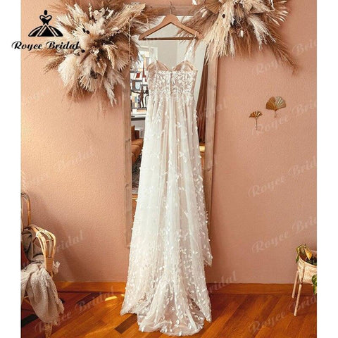 Trouwjurk Spaghettiträger Spitzenapplikationen A-Linie Boho Brautkleid mit Jacke Vestidos De Novia 2025 Brautkleid Strand Custom
