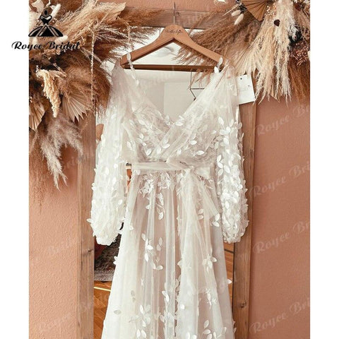 Trouwjurk Spaghettiträger Spitzenapplikationen A-Linie Boho Brautkleid mit Jacke Vestidos De Novia 2025 Brautkleid Strand Custom