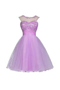 Robe courte pour bal de promo à dos nu avec applications de tulle et perles PG055