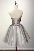 Tulle Gray Short Prom Dress Homecoming Dress Coktail Dress PG130 by pgmdress