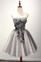 Tulle Gray Short Prom Dress Homecoming Dress Coktail Dress PG130 by pgmdress