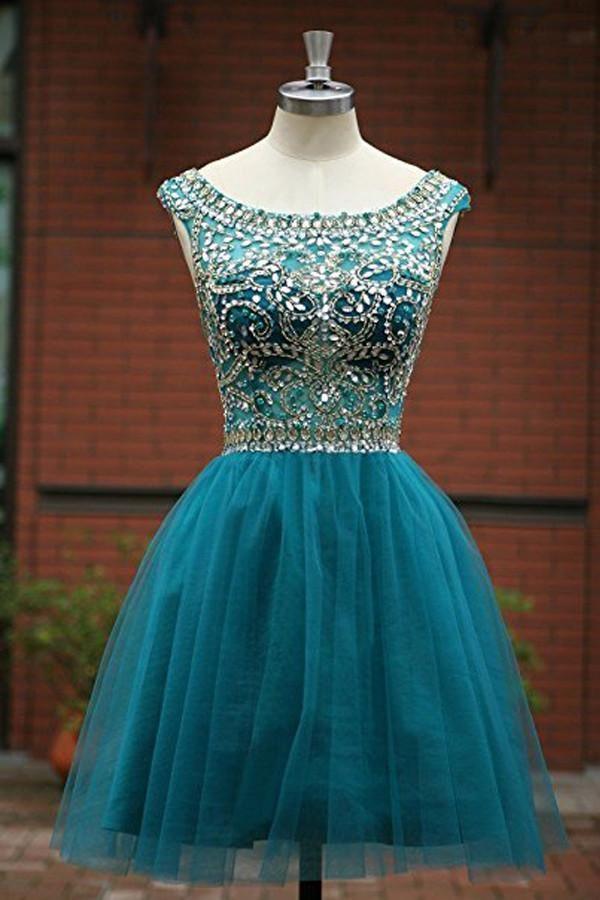 Tulle Scoop Neckline A Line Homecoming Dresses Prom Dresses PG050