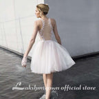 NumberSea Tulle Short Wedding Dresses Sleeveless