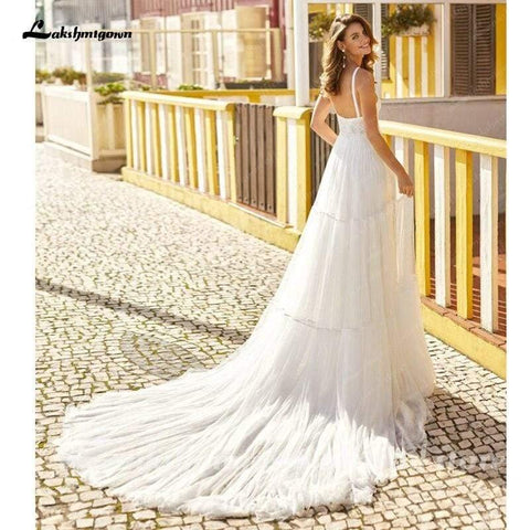 NumberSea Tüll Brautkleider Off the Shoulder Spitzenapplikationen