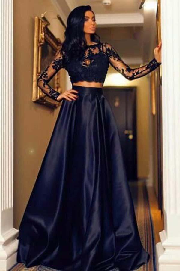 Vestido de festa preto com cauda longa e aplicações, duas peças, estilo bateau, PG662