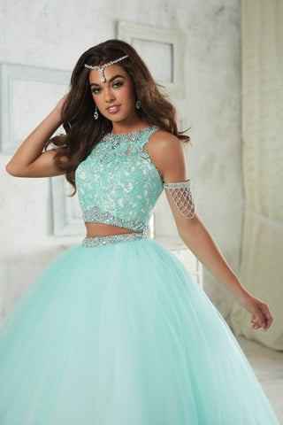Zweiteiliges Kleid mit Spitzenapplikationen von House of Wu Fiesta Gowns 56317