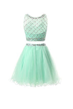 Vestidos de Tule Menta de Dos Piezas para el Baile de Regreso a Casa y Fiestas de Graduación PG051