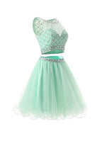 Vestidos de Tule Menta de Dos Piezas para el Baile de Regreso a Casa y Fiestas de Graduación PG051
