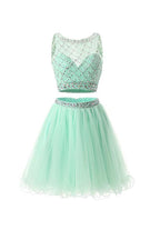 Vestidos de Tule Menta de Dos Piezas para el Baile de Regreso a Casa y Fiestas de Graduación PG051