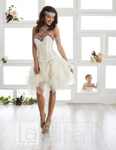 Zweiteiliges Rüschenkleid von House of Wu LA Glitter 24010
