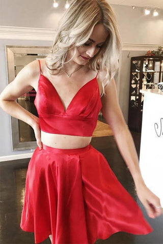 Zweiteiliges kurzes Ballkleid, rotes Homecoming-Kleid mit Bindeband am Rücken, PD326