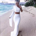 NumberSea Abito da Sposa Due Pezzi Sirena Spalla Singola Sexy