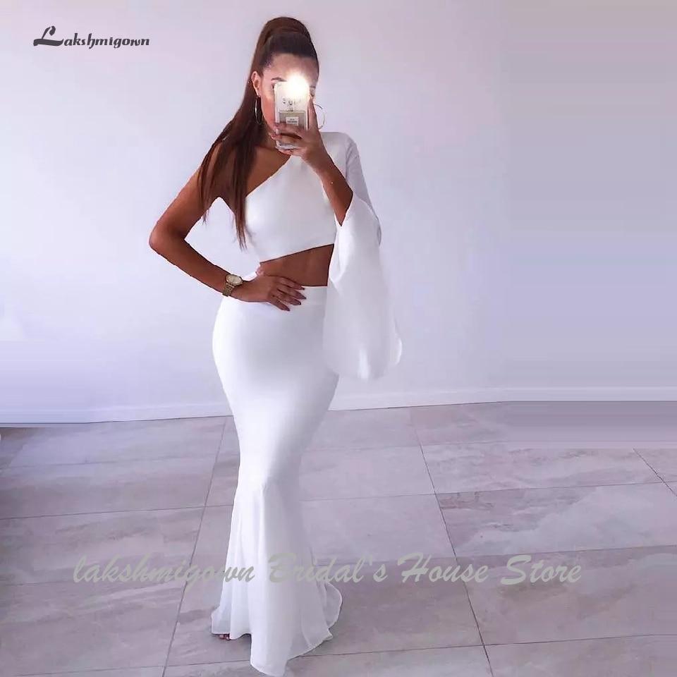 NumberSea Two Piece Wedding Dress Mermaid One Shoulder Sexy