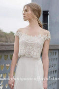 NumberSea Abito da Sposa Due Pezzi con Pizzo e Applicazioni sul Corpetto