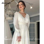 NumberSea Two Pieces Beach Wedding Dresses Summer Simple Short Sleeve