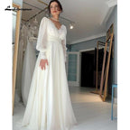 NumberSea Two Pieces Beach Wedding Dresses Summer Simple Short Sleeve