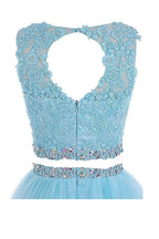Two Pieces Prom Dresses Applique Short Homecoming Dresses PG036
