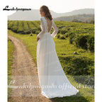 NumberSea Two Pieces Short Sleeve O Neck Wedding Dresses Elegant