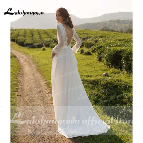 NumberSea Zwei Stücke Kurzarm O Neck Brautkleider Elegante