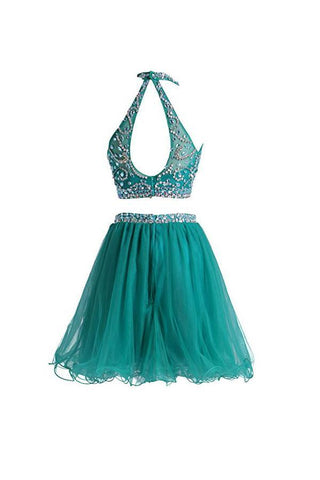 Zweiteiliges Tüll-Kurzkleid mit Perlenbesatz, PG046