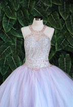 Two-Tone Beaded Halter Quinceanera Dress by Calla KY79398