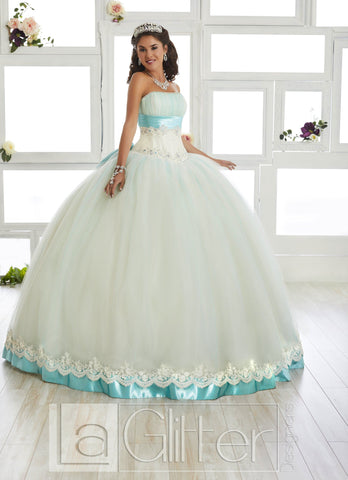 Zweifarbiges trägerloses A-Linien-Kleid von House of Wu LA Glitter 24012