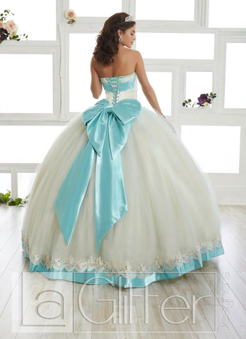 Zweifarbiges trägerloses A-Linien-Kleid von House of Wu LA Glitter 24012