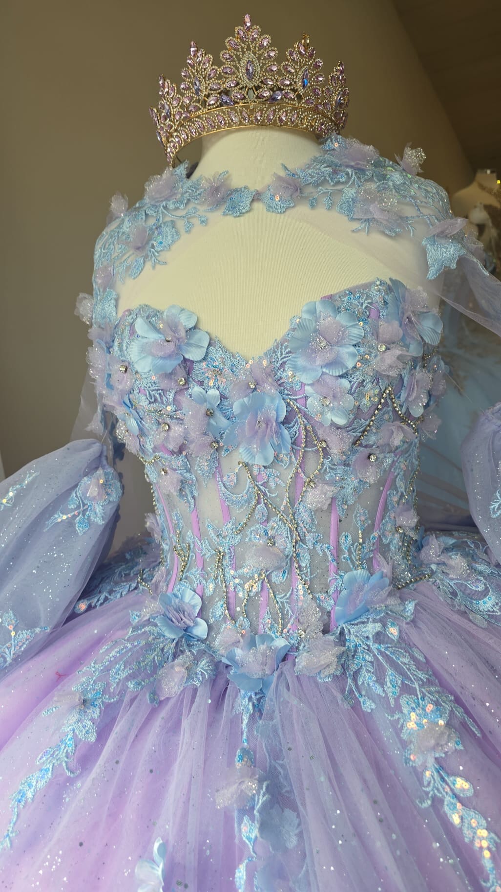 Two-Tone Strapless Cape Ball Gown by Petite Adele PQ1040