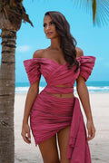 Vestido de Fiesta Corto y Único de Sirena con Hombros Descubiertos