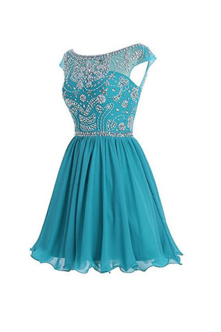 V-Rücken Chiffon Kurzes Ball- und Heimkehrkleid PG052