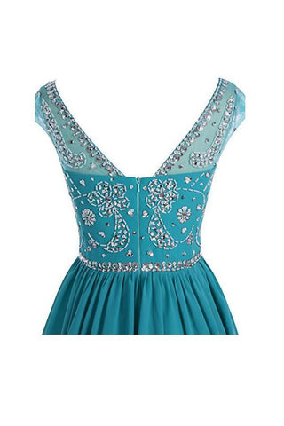V-Rücken Chiffon Kurzes Ball- und Heimkehrkleid PG052