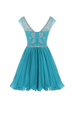 V-Rücken Chiffon Kurzes Ball- und Heimkehrkleid PG052