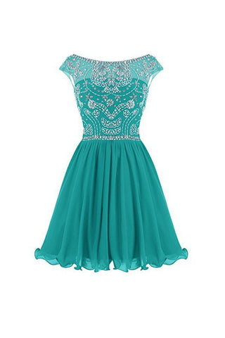 V-Rücken Chiffon Kurzes Ball- und Heimkehrkleid PG052