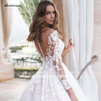 NumberSea V-Neck A Line Lace Wedding Dresses