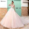Vestito da sposa NumberSea con scollo a V, linea A, pizzo e applicazioni di perline