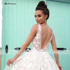 NumberSea V-Neck A Line Lace Wedding Dresses Applique Beading