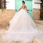NumberSea V-Neck A Line Lace Wedding Dresses Applique Beading
