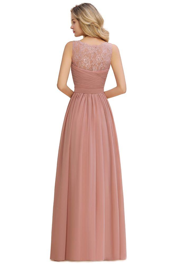 V-Neck Aline Ruffle Chiffon Bridesmaid Dress Sleeveless Floral Evening Swing Dress