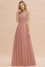 V-Neck Aline Ruffle Chiffon Bridesmaid Dress Sleeveless Floral Evening Swing Dress