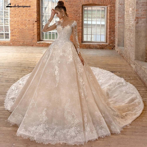 NumberSea V-Ausschnitt Langarm Zweiteiliges Brautkleid aus Spitze