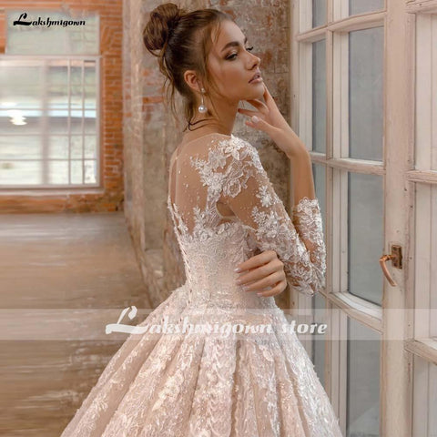 NumberSea V-Ausschnitt Langarm Zweiteiliges Brautkleid aus Spitze