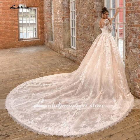 NumberSea V-Ausschnitt Langarm Zweiteiliges Brautkleid aus Spitze
