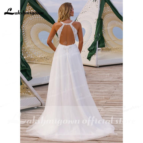 NumberSea V-Ausschnitt, schulterfrei, Spitze, Tüll, rückenfreies Brautkleid