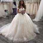 NumberSea V-Neck Off the shoulders Floor-Length Ball gown Wedding Dresses